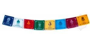 Drapeaux à prières tibétains - Symbôles auspicieux